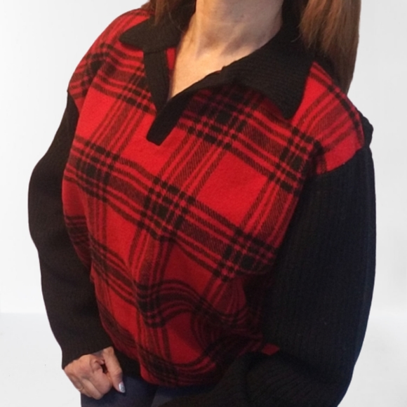 Pendleton Vintage Red Buffalo Plaid Wool Sweater - Picture 4 of 16